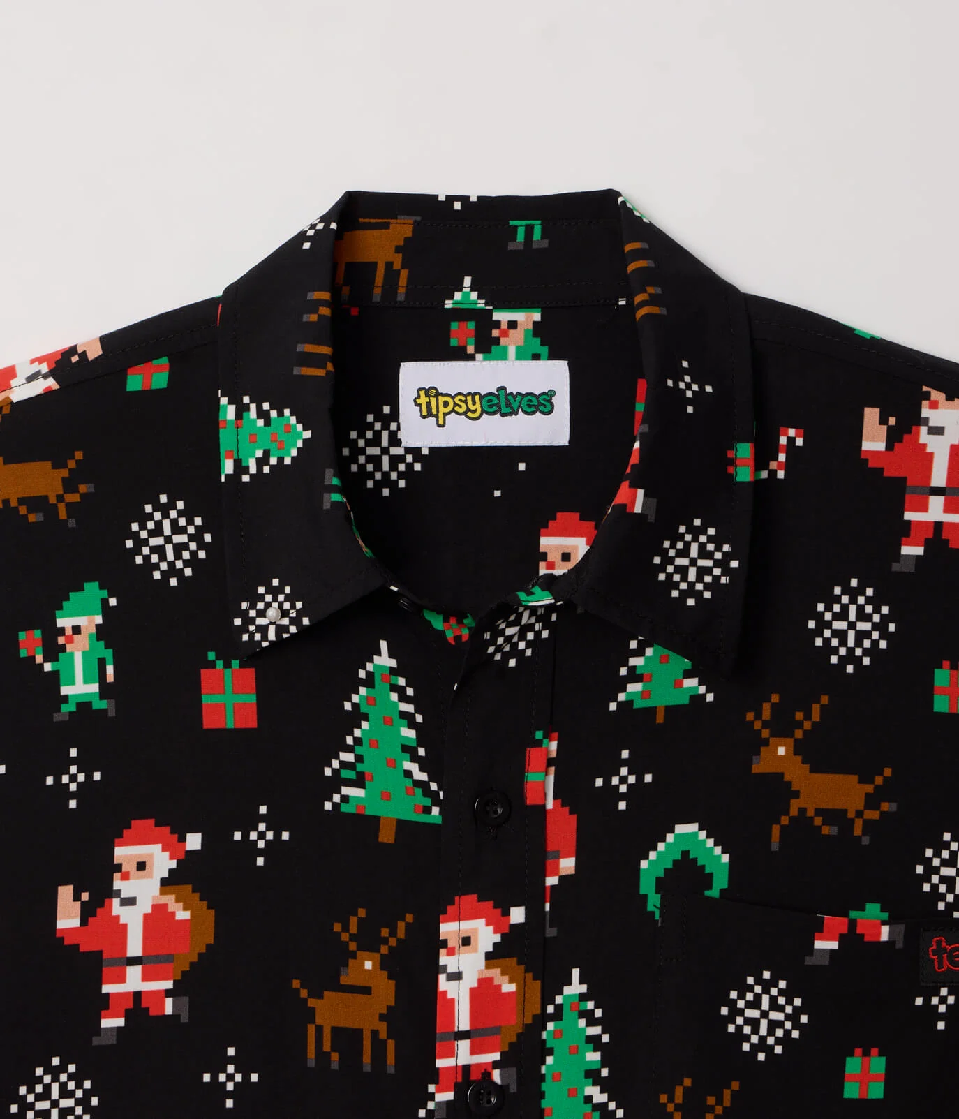 Men's 8-Bit Santa Button Down Shirt
