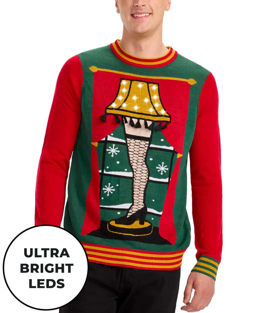Men's Christmas Story Leg Lamp Light Up Ugly Christmas Sweater