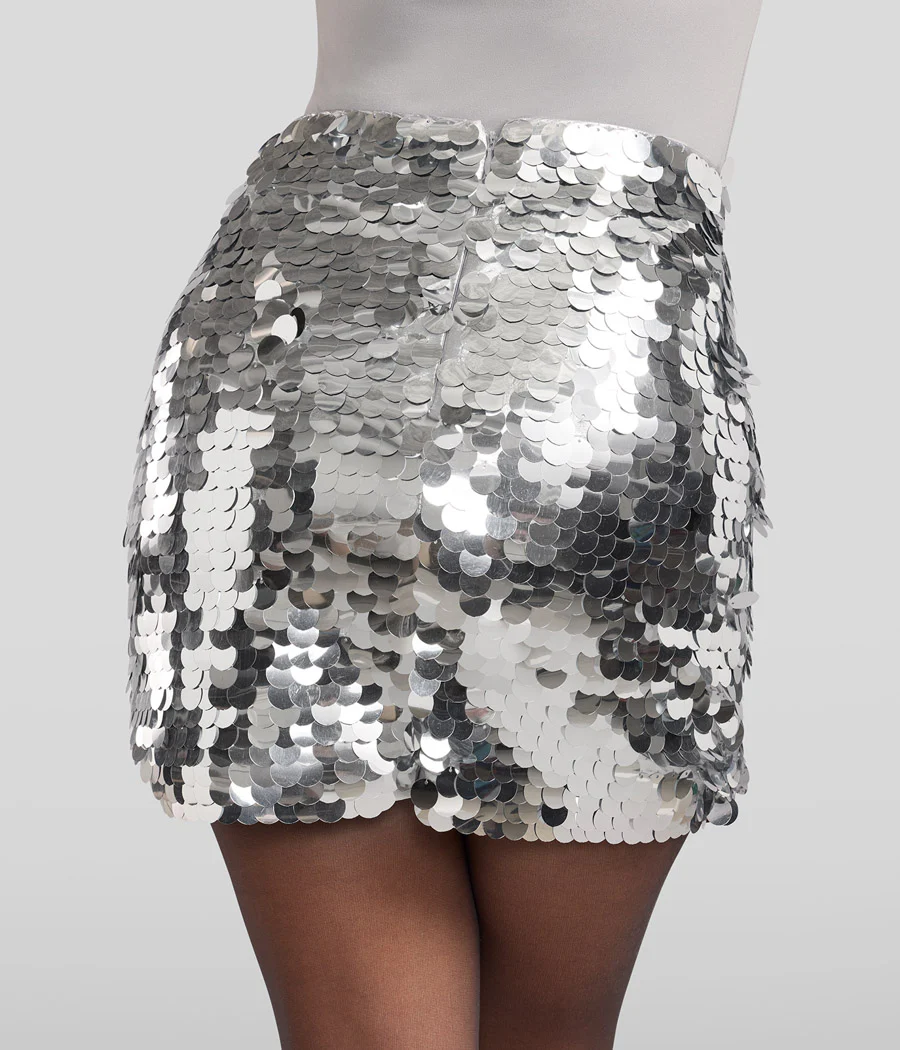 Silver Disc Sequin Skirt