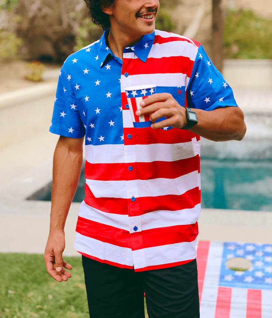 Men's American Flag Button Down Shirt