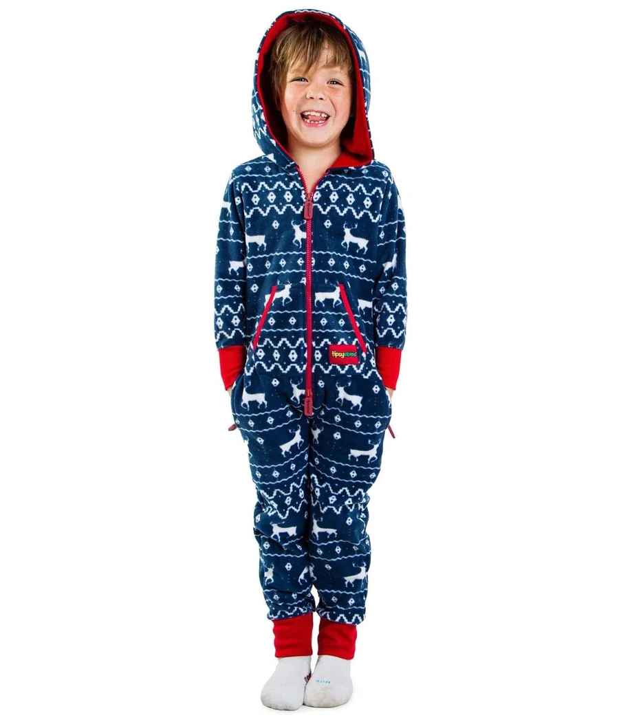 Boy's / Girl's Blue Reindeer Jumpsuit