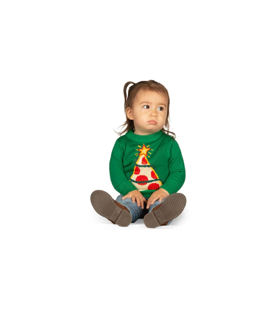 Baby Girl's Pizza Tree Ugly Christmas Sweater