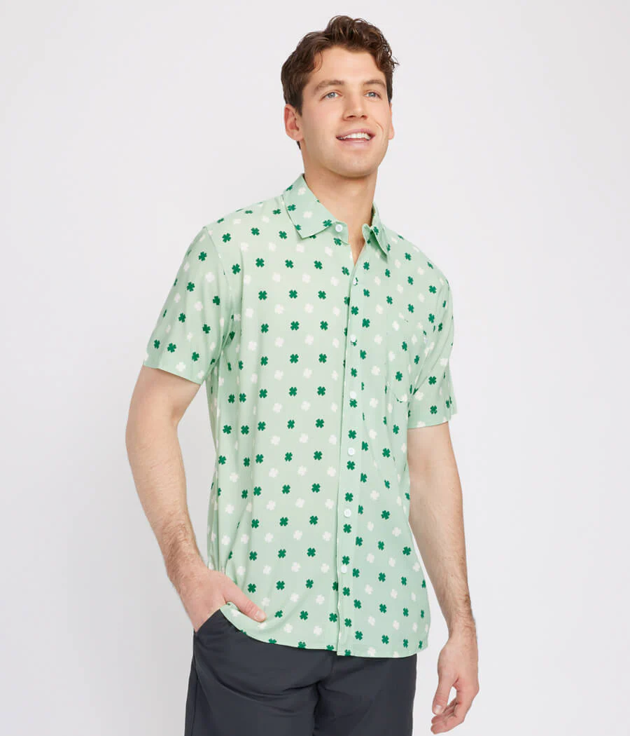Men's Mint Clover Button Down Shirt