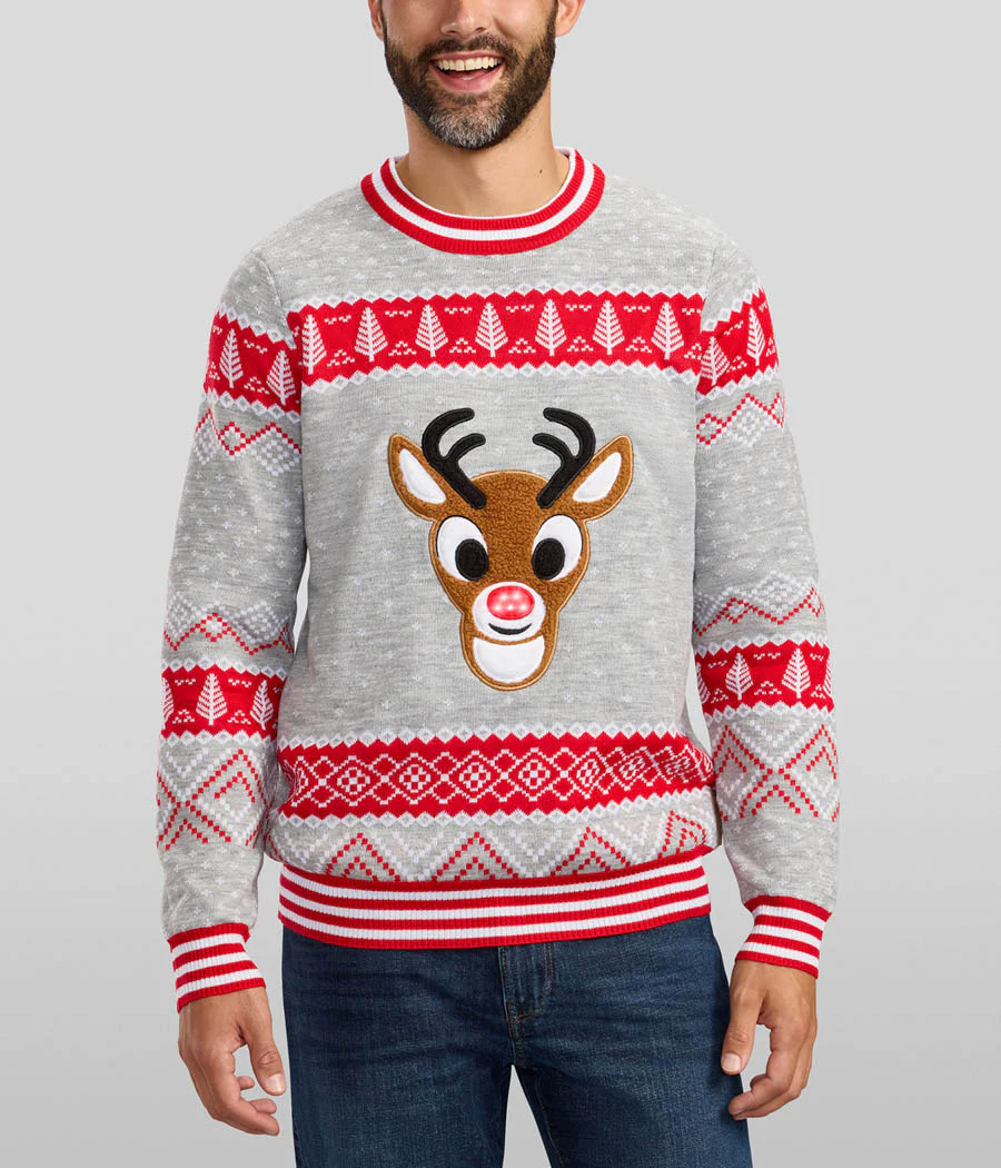 Men's Rudolph Light Up Ugly Christmas Sweater