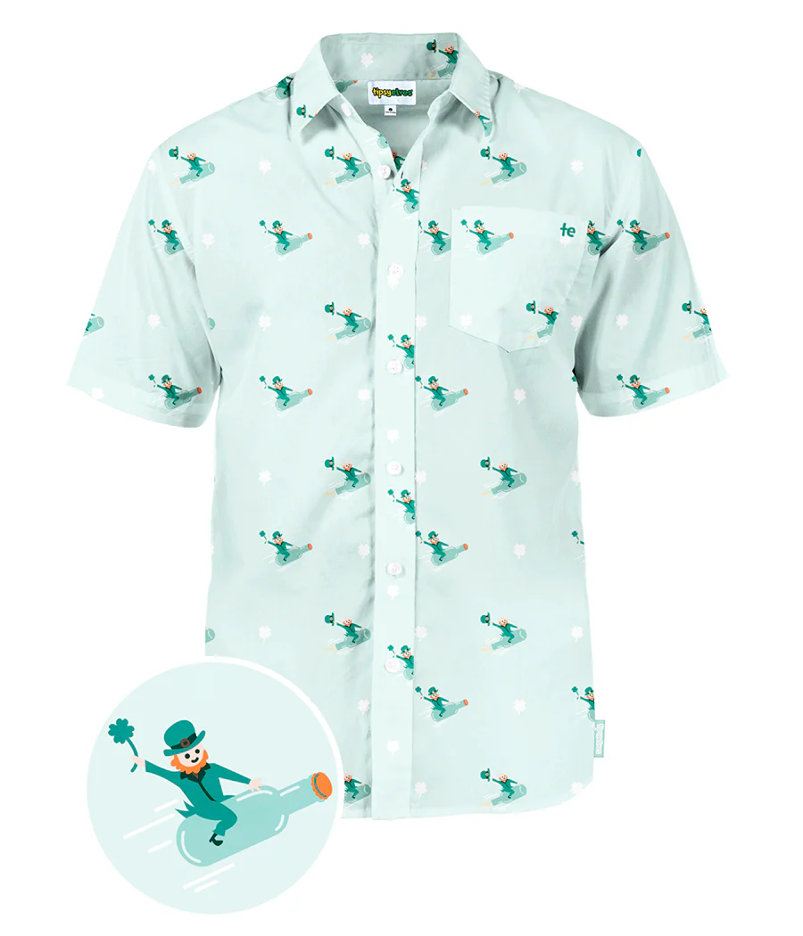 Men's Leprechaun Liftoff Button Down Shirt