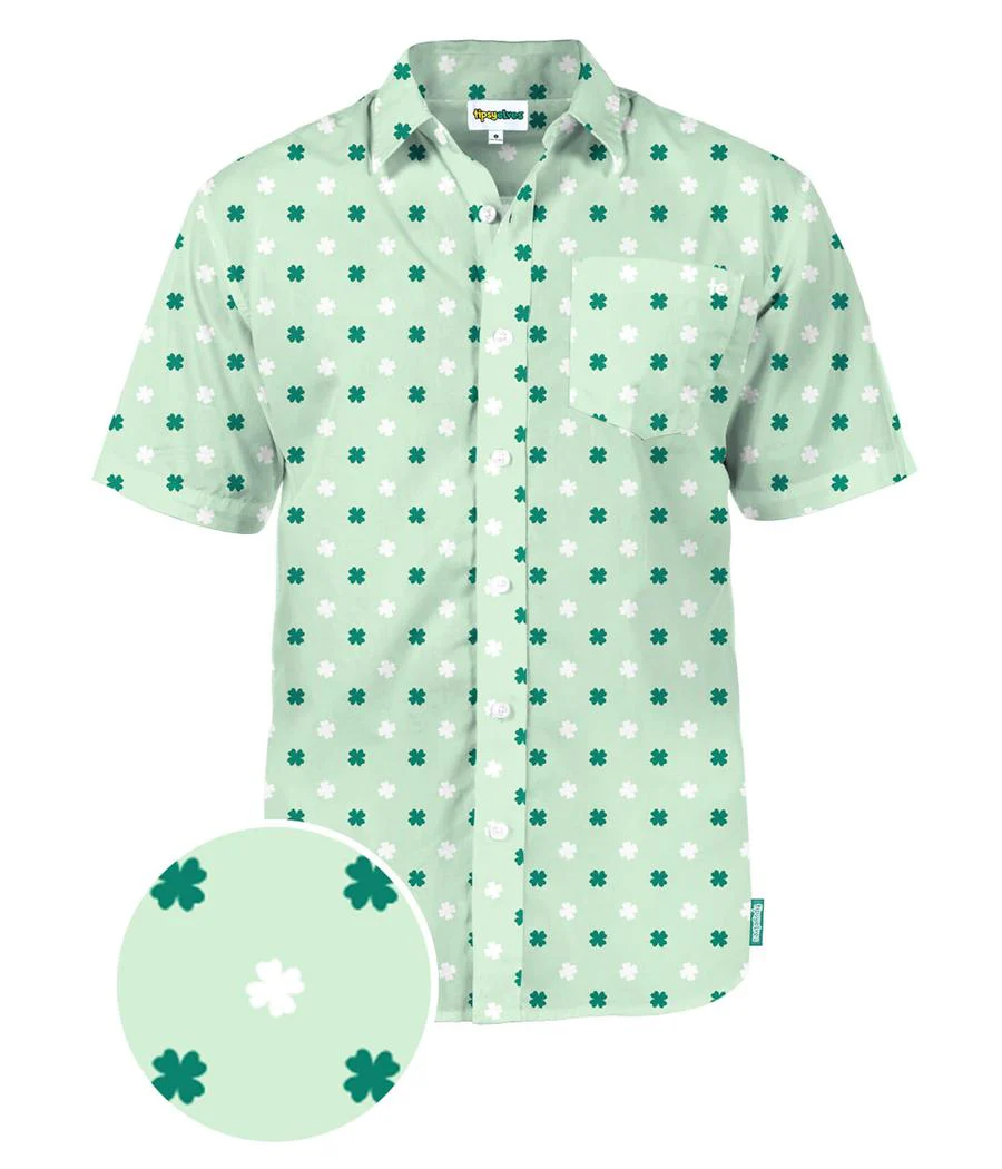 Men's Mint Clover Button Down Shirt