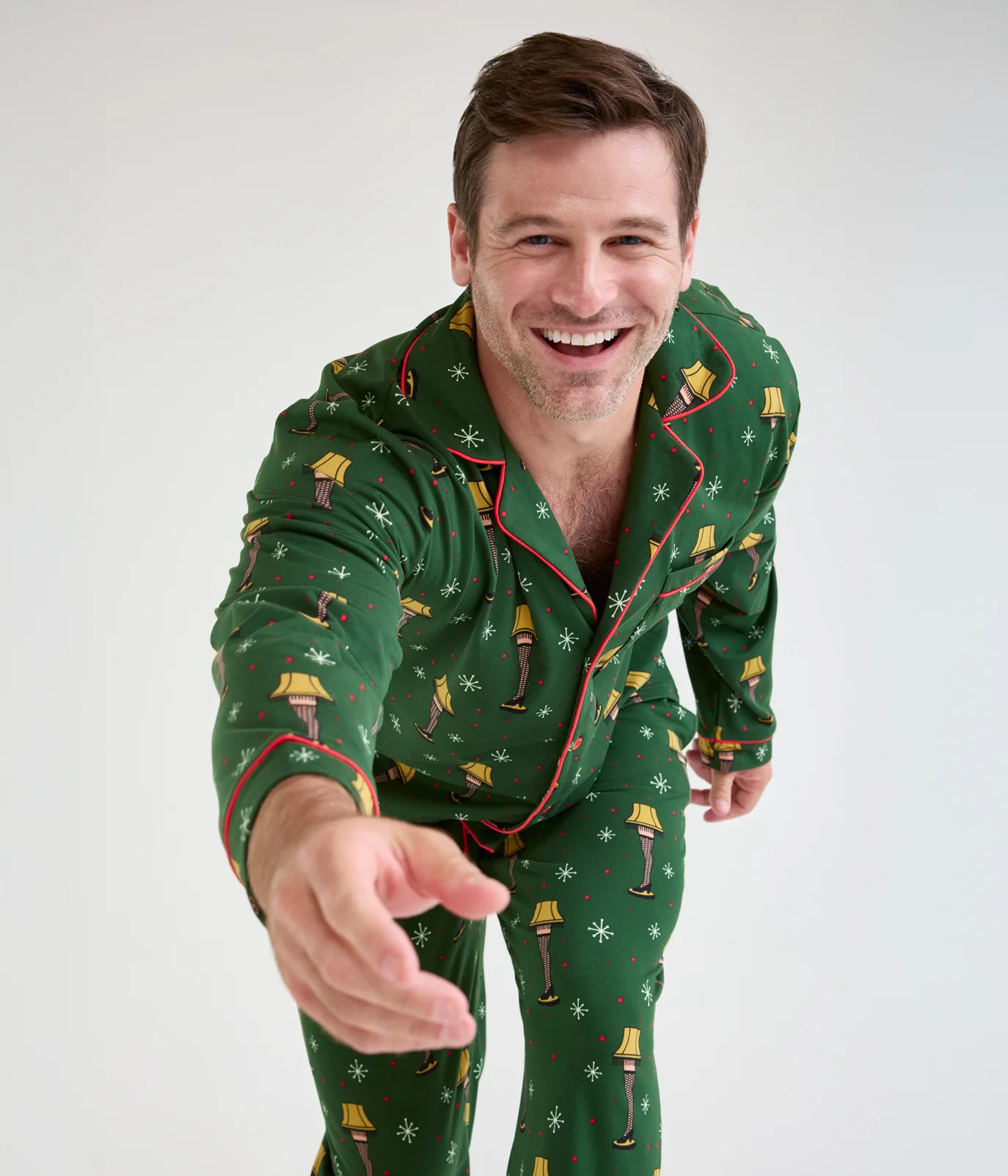 Men's Leg Lamp Lapel Pajama Set