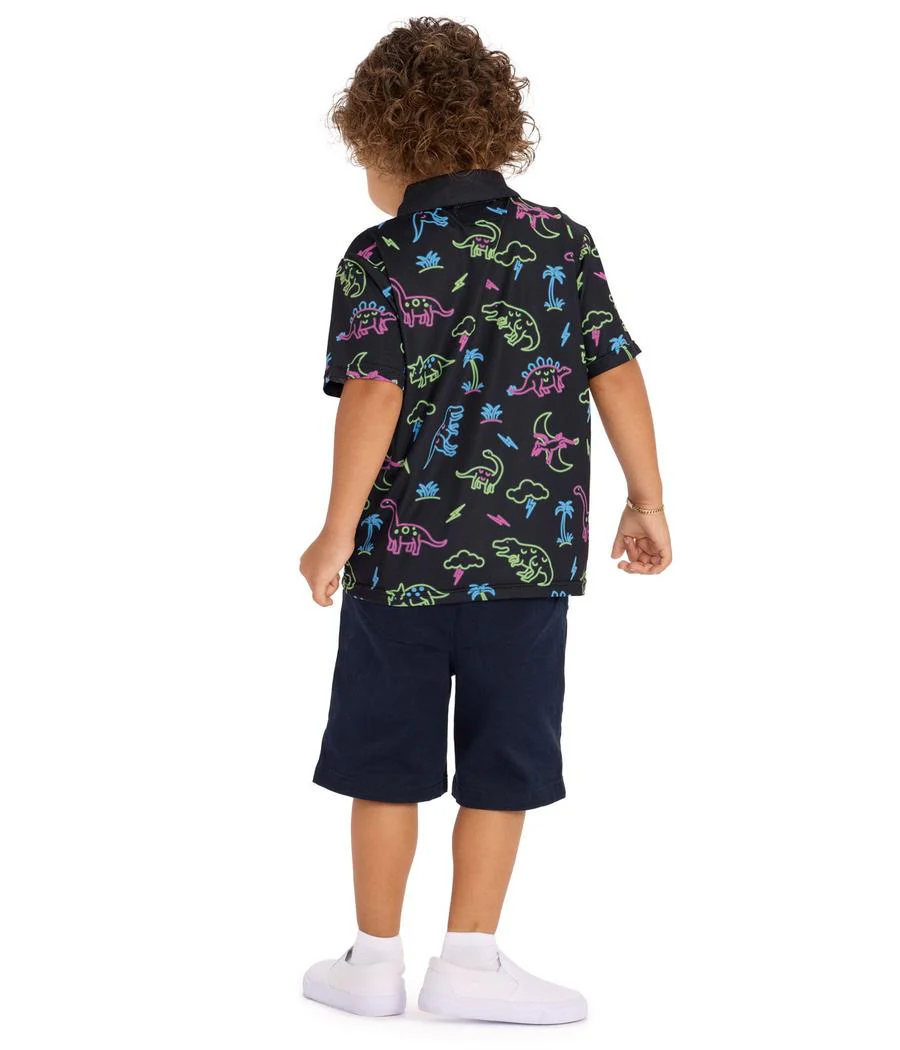 Toddler Boy's Neon Dinosaur Golf Polo