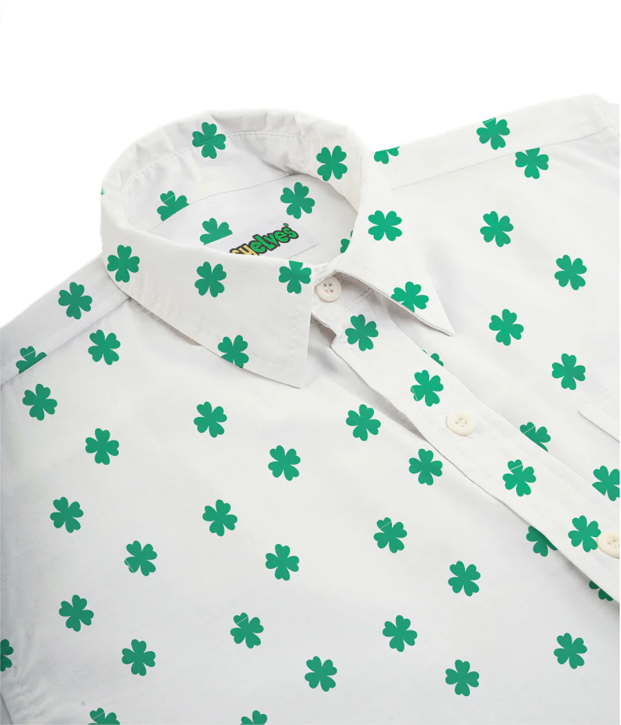 Men's White Crushin' Clovers Button Down Shirt