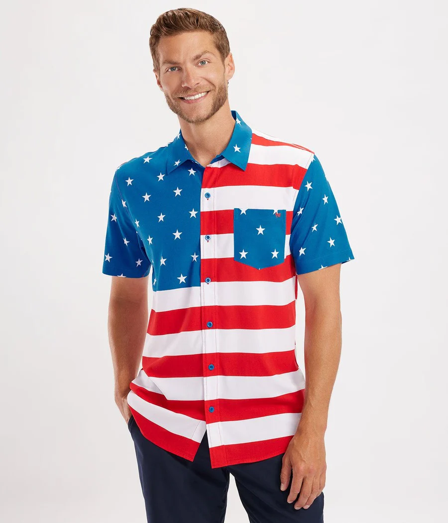 Men's American Flag Button Down Shirt