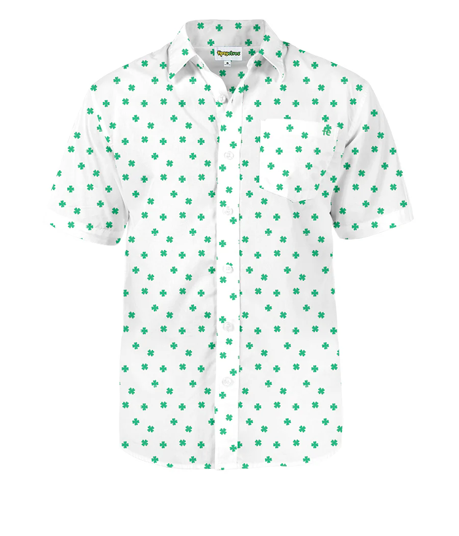 Men's White Crushin' Clovers Button Down Shirt
