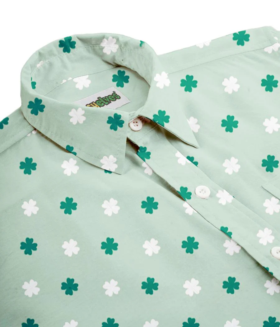 Men's Mint Clover Button Down Shirt