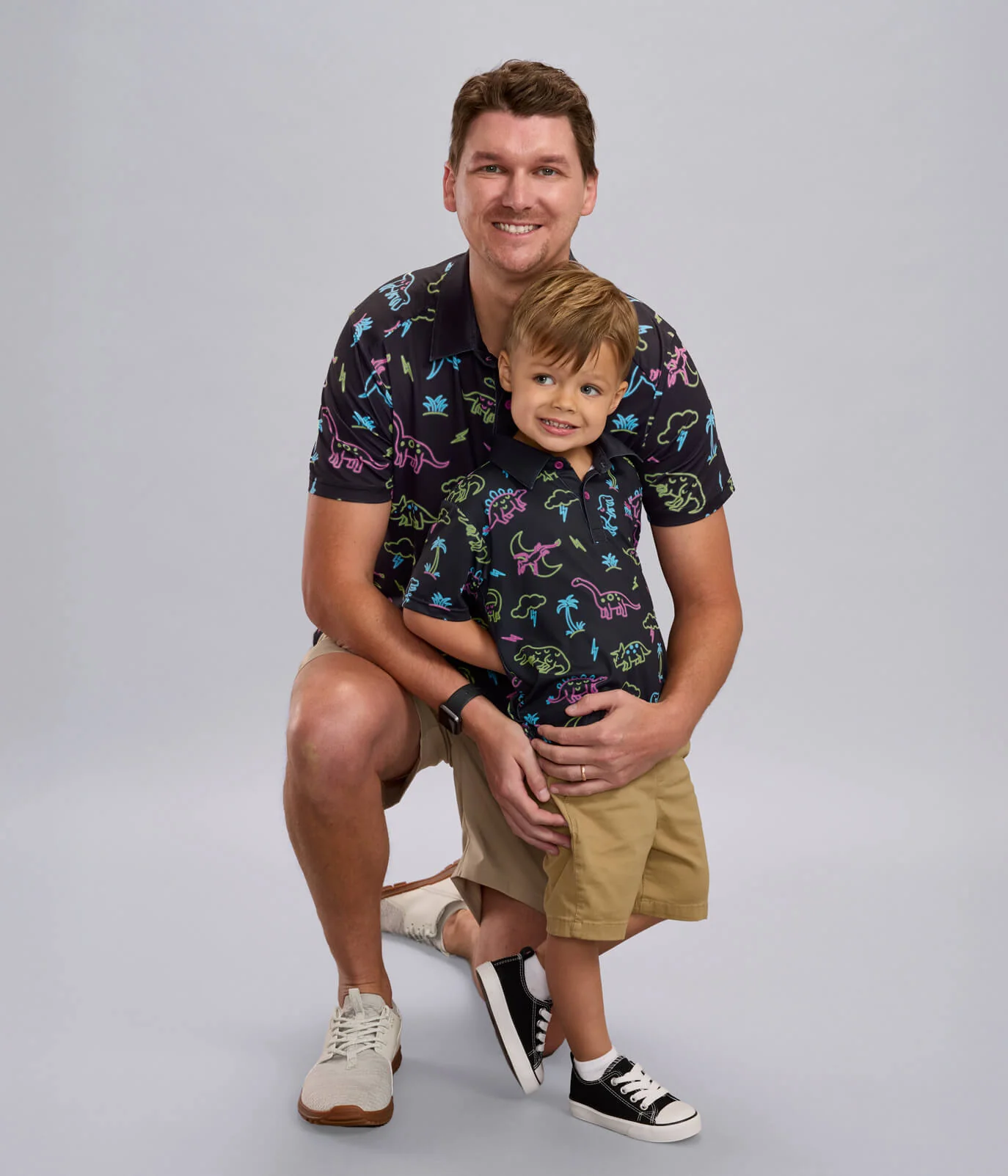 Toddler Boy's Neon Dinosaur Polo Shirt