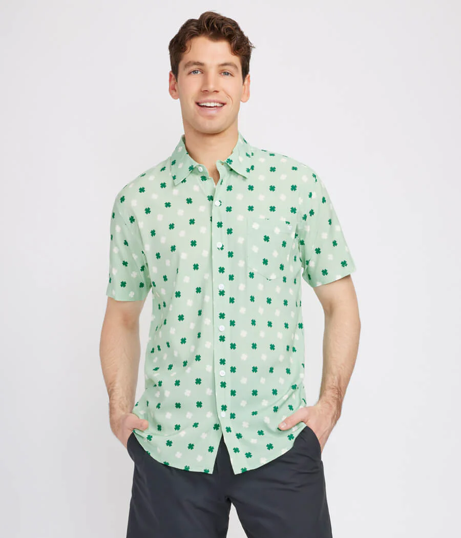Men's Mint Clover Button Down Shirt