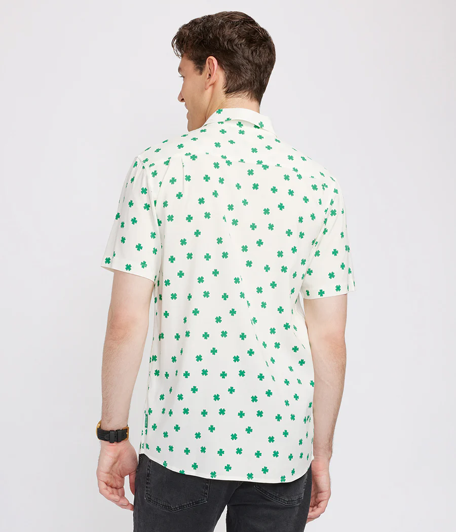 Men's White Crushin' Clovers Button Down Shirt