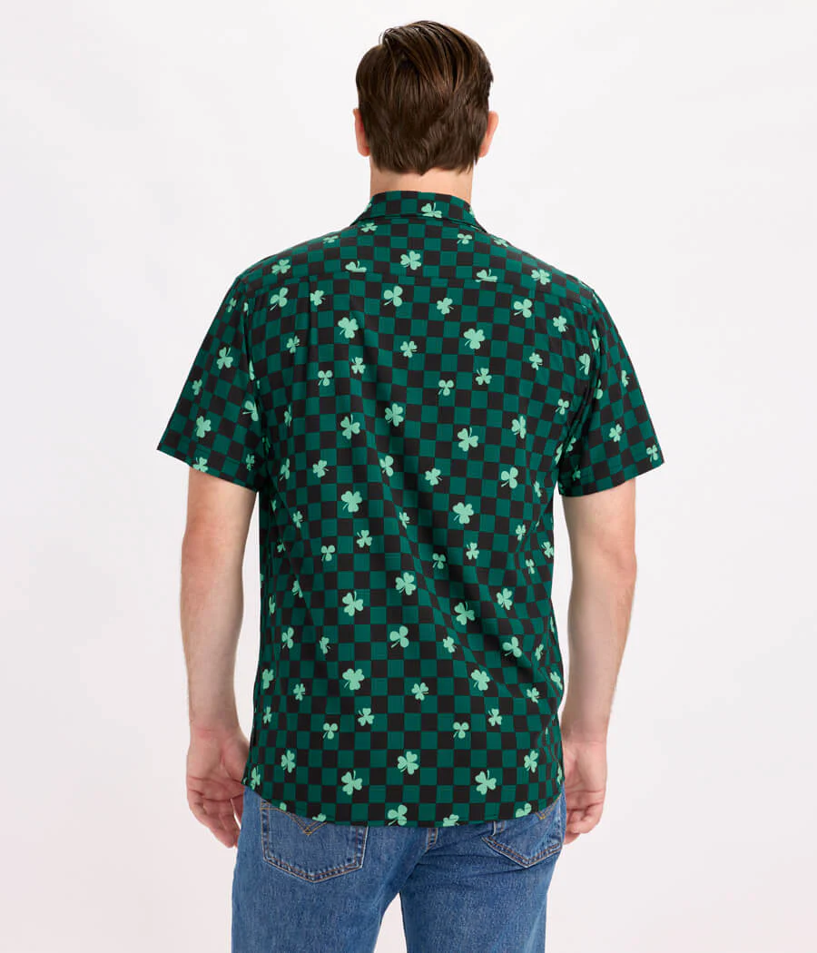 Men's Checkered Clover Button Down Shirt