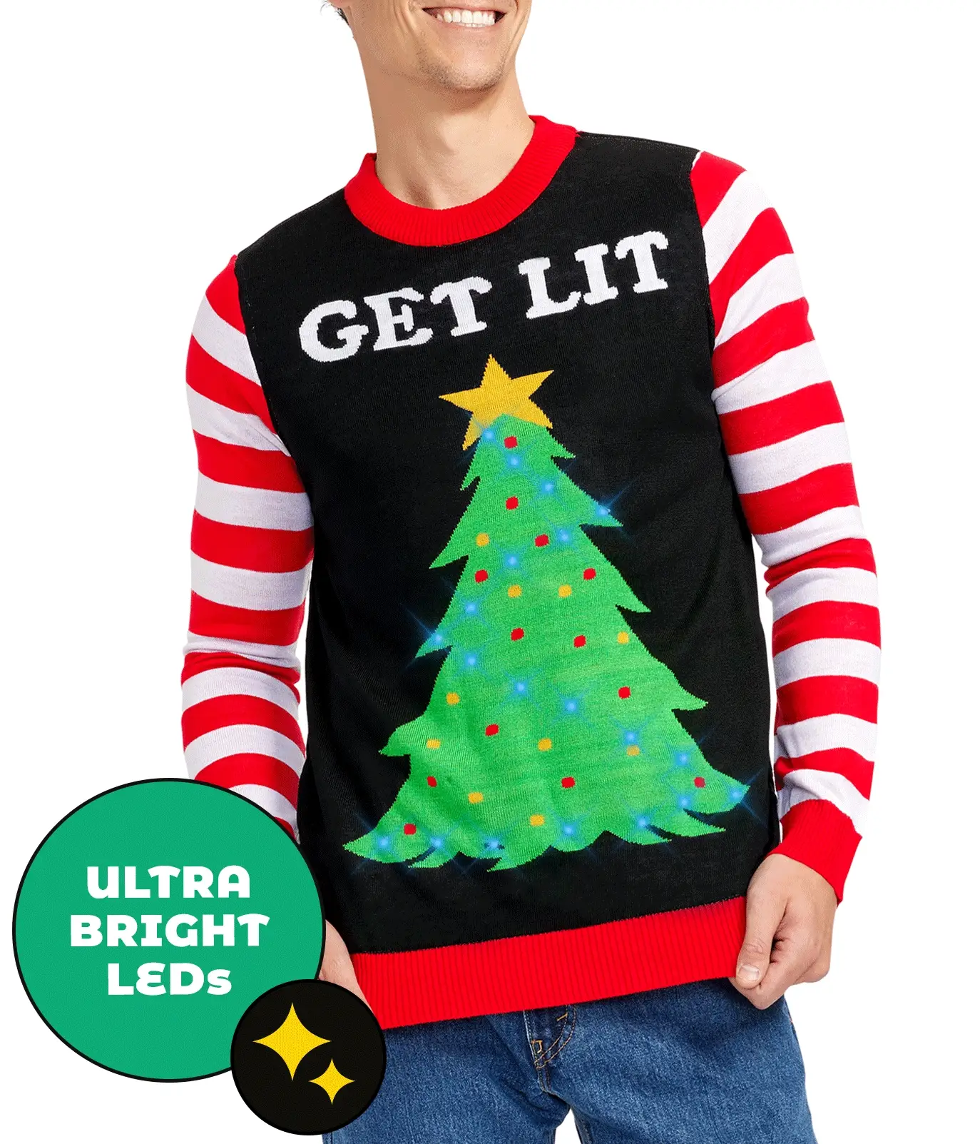 Men's Get Lit Light Up Ugly Christmas Sweater