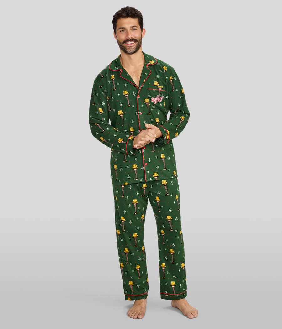 Men's Leg Lamp Lapel Pajama Set