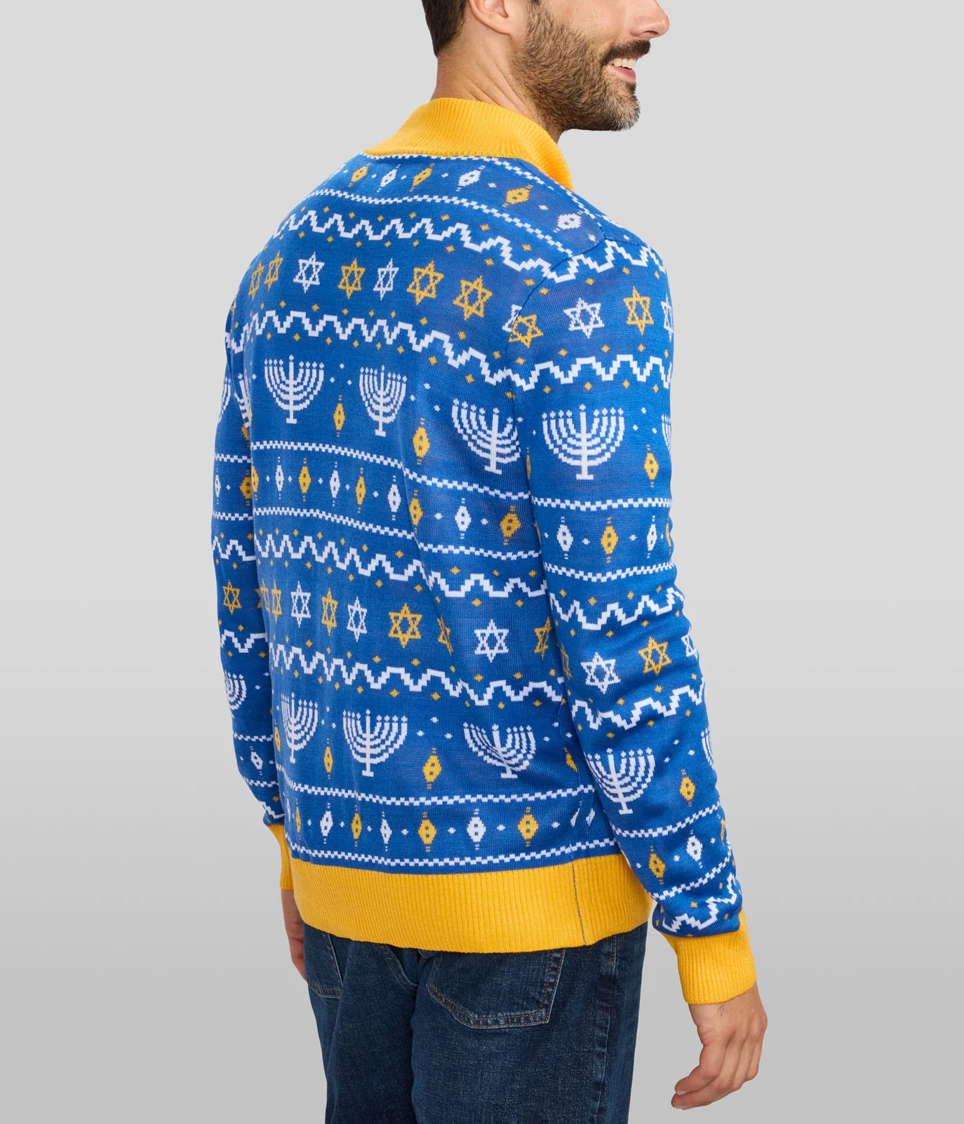 Men's Menorah Print Cardigan Sweater
