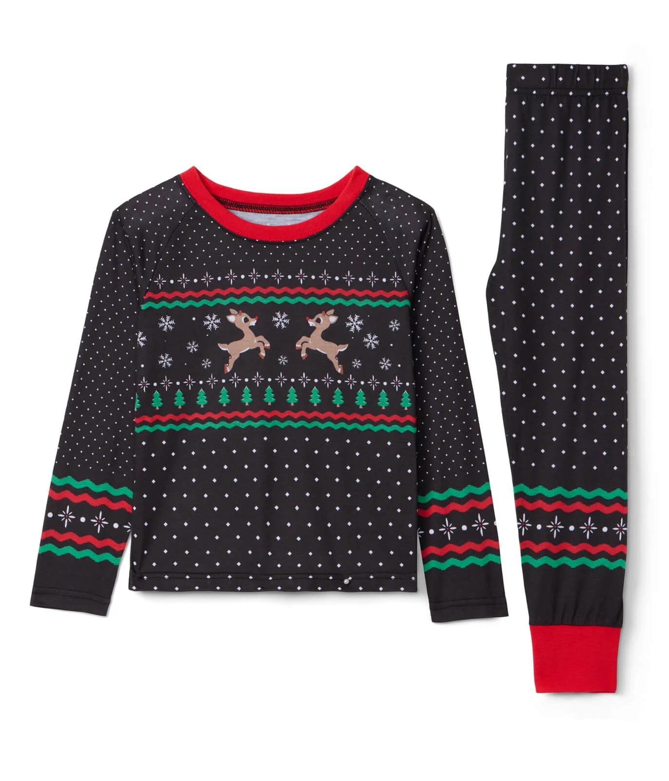 Baby Girl's Fair Isle Rudolph Crew Neck Pajama Set