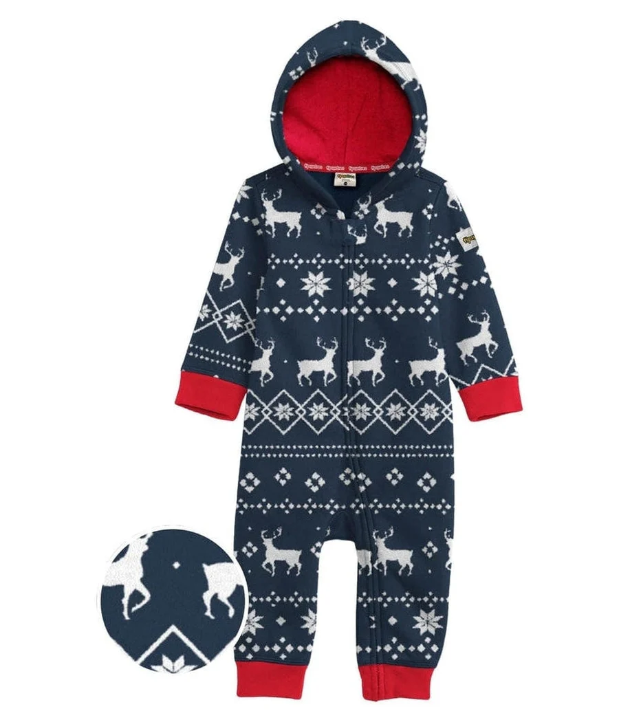 Baby Girl's Blue Reindeer Jumpsuit