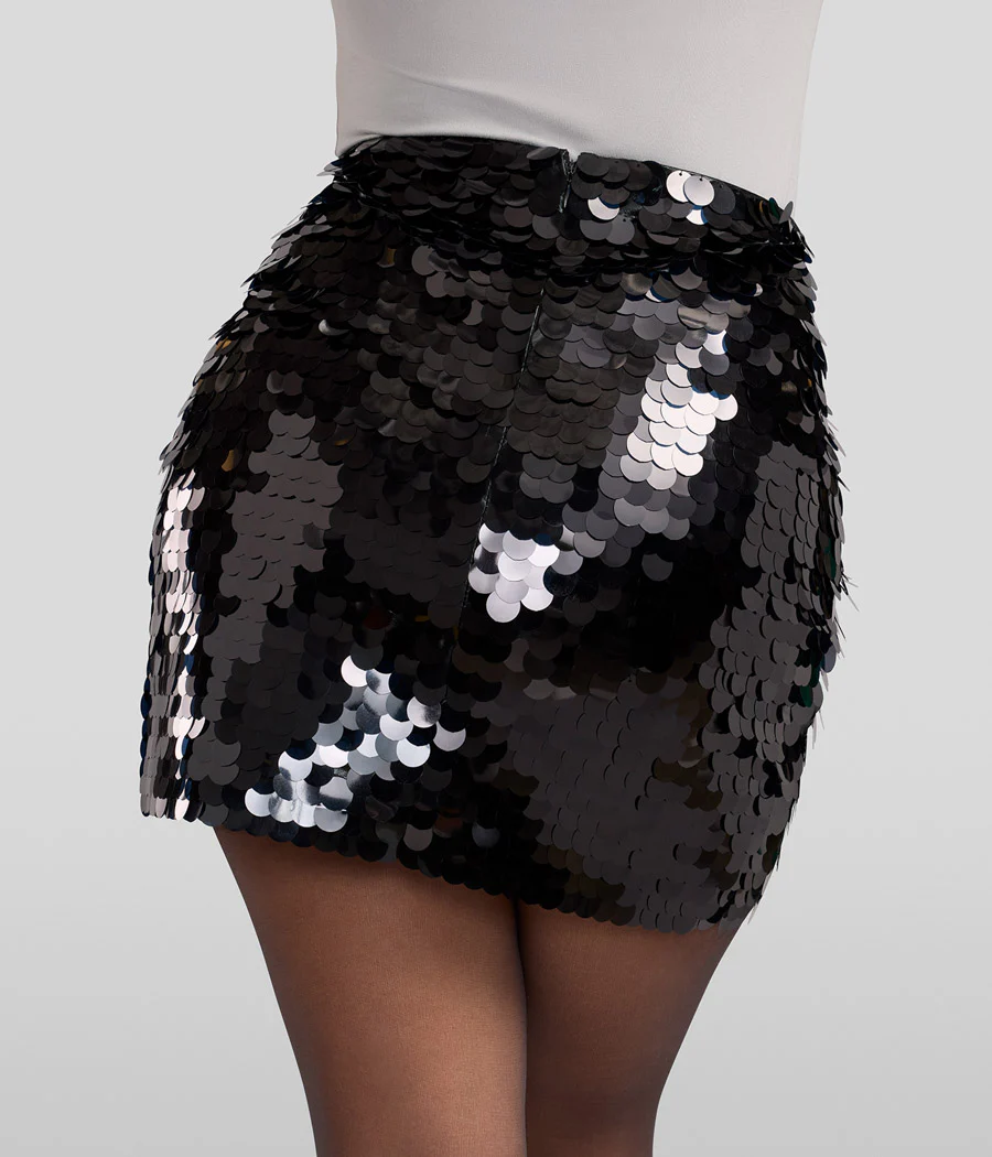 Black Disc Sequin Skirt