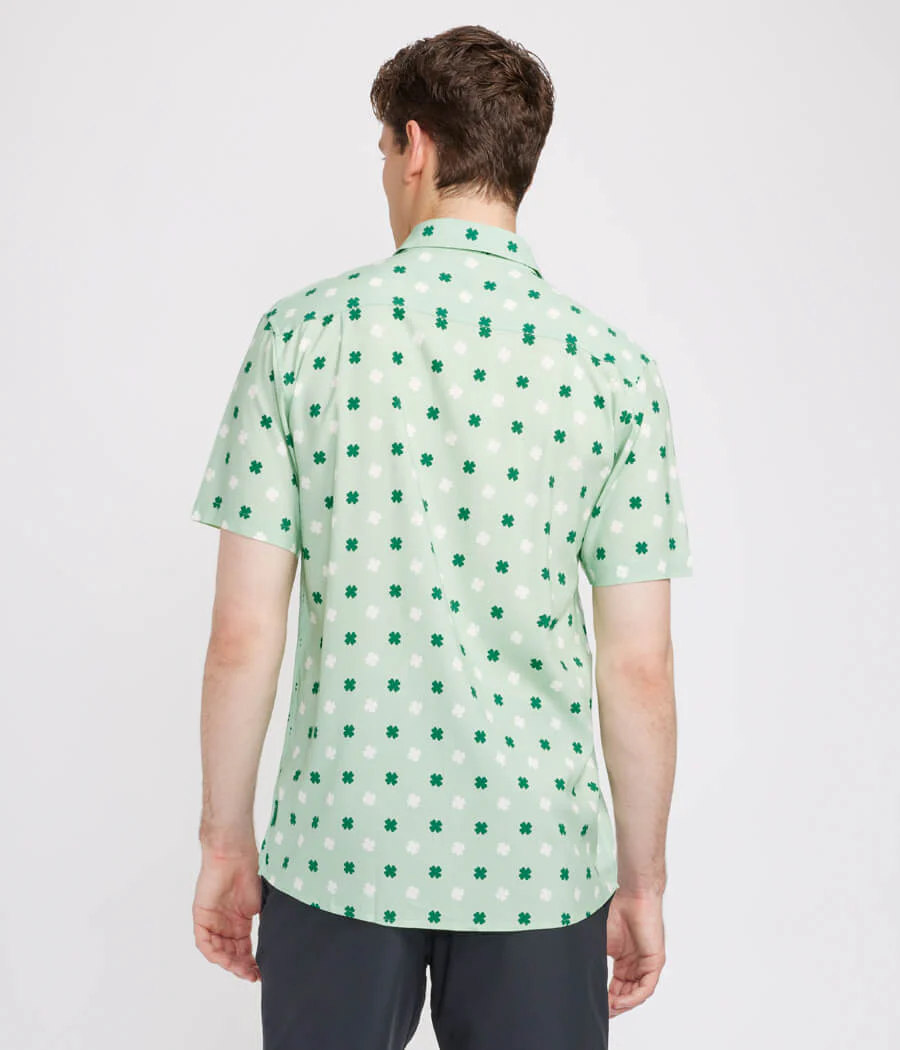 Men's Mint Clover Button Down Shirt