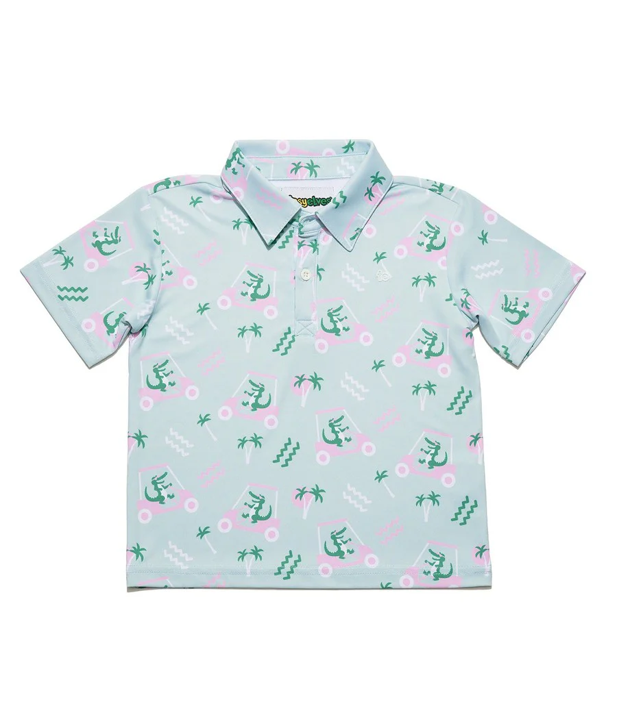 Toddler Girl's Golf Cart Gator Golf Polo