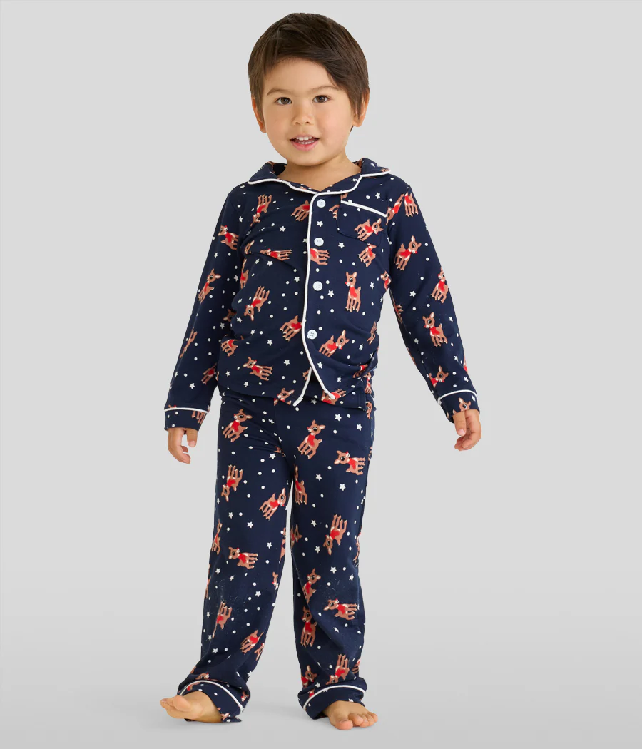 Toddler Boy's Rudolph Lapel Pajama Set