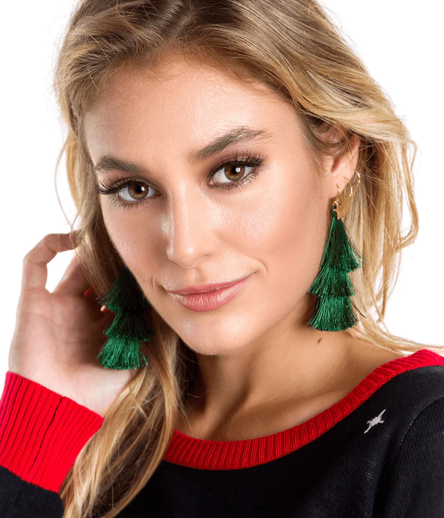 Christmas Tree Tassel Earrings