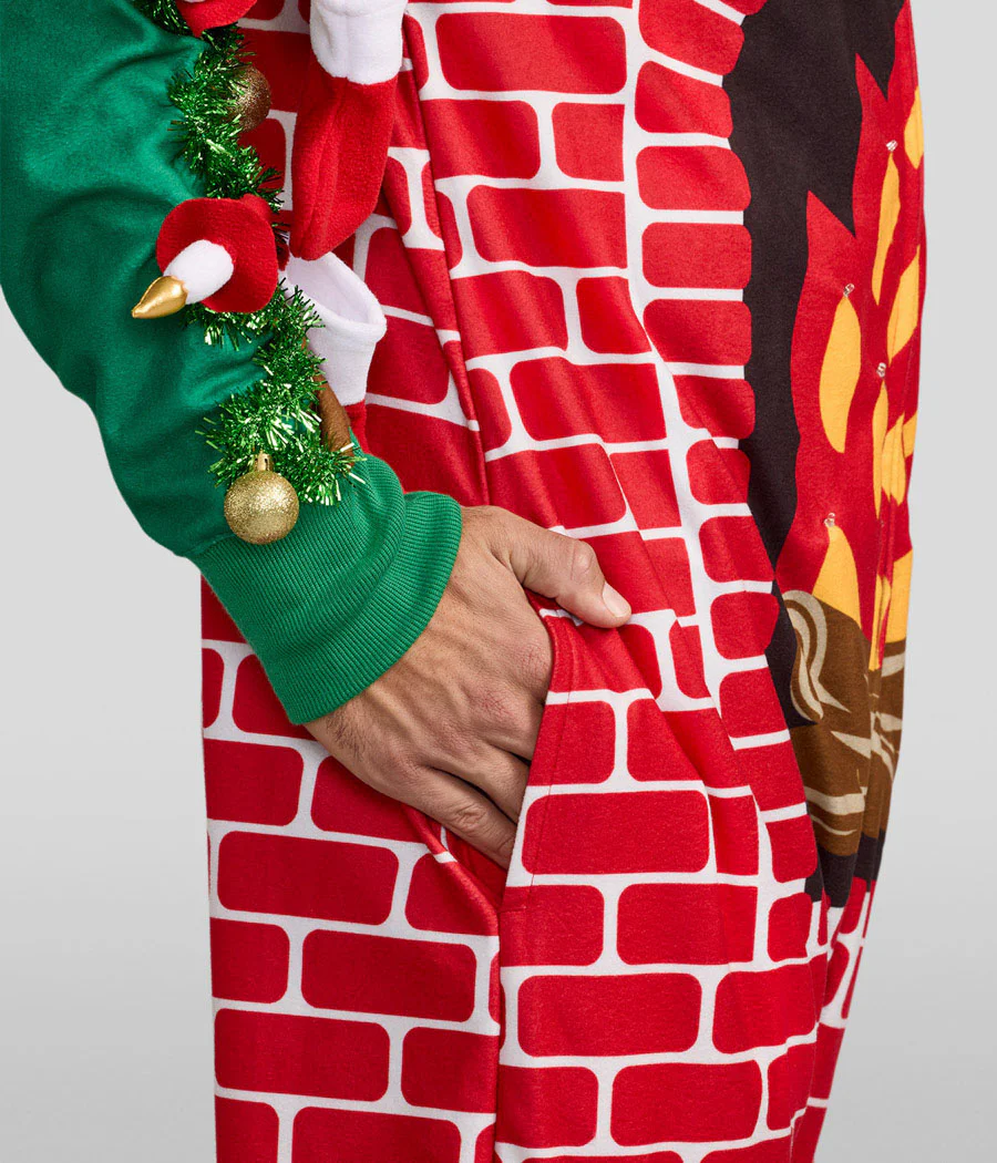 Men's Festive Fireplace Light Up Jumpsuit