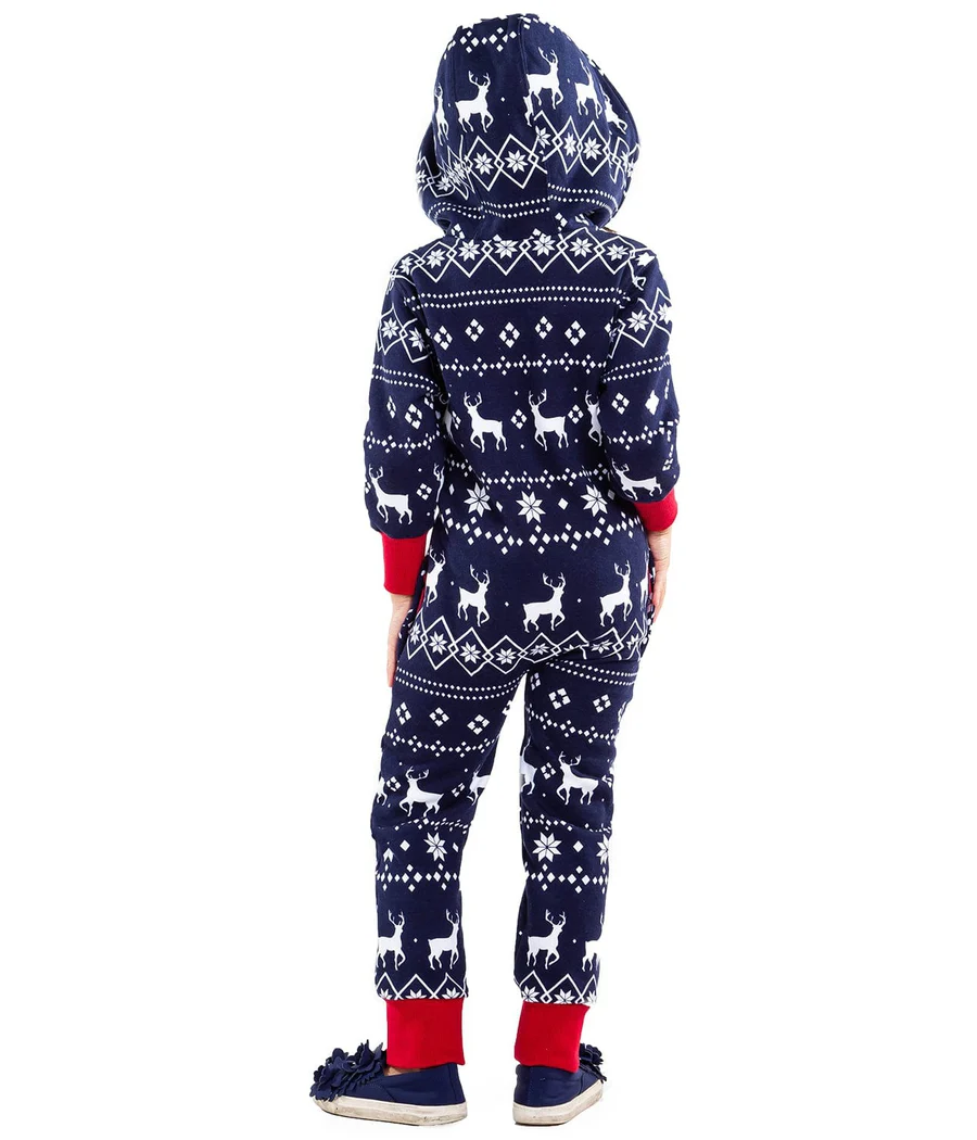 Girl's Blue Reindeer Jumpsuit