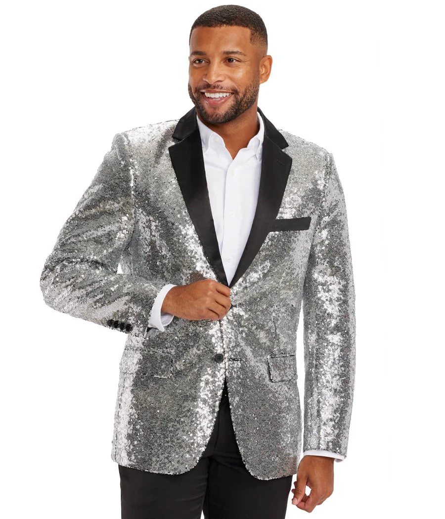 Men's Silver Sequin Blazer