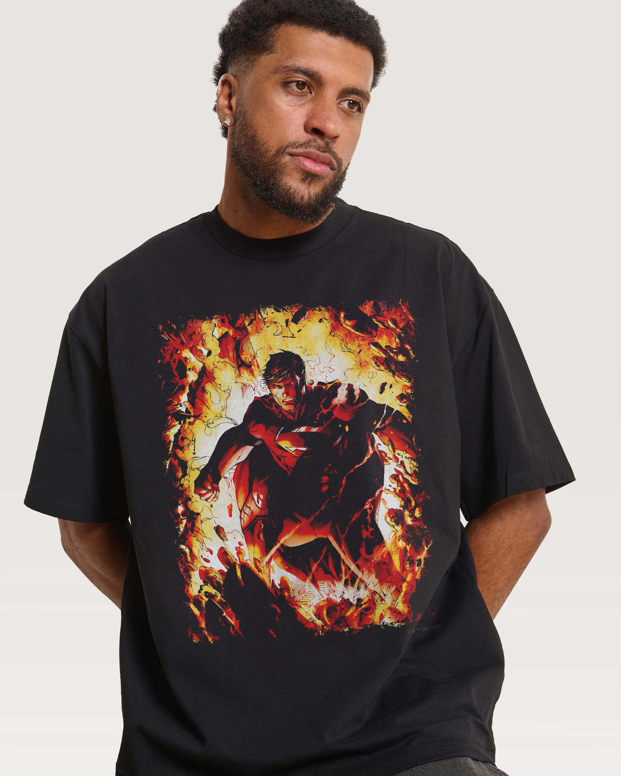 Superman Flaming Oversized Tee