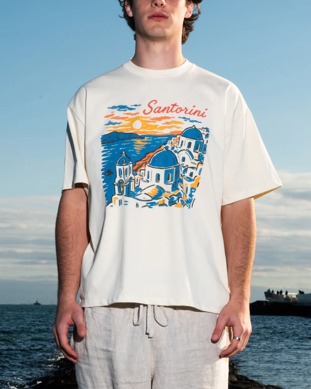 Santorini Sunset Oversized Tee