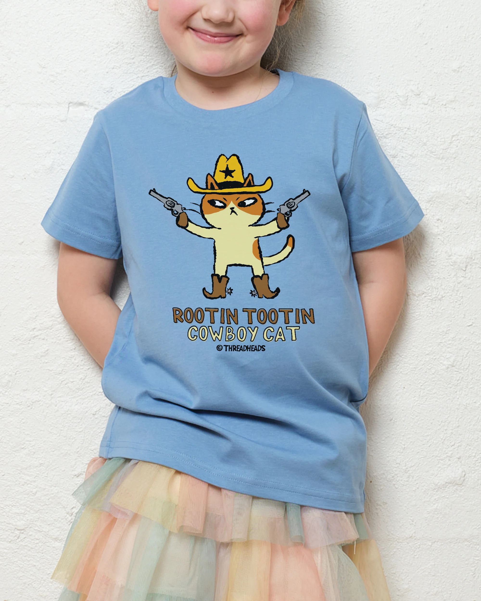 Rootin Tootin Cowboy Cat Kids T-Shirt