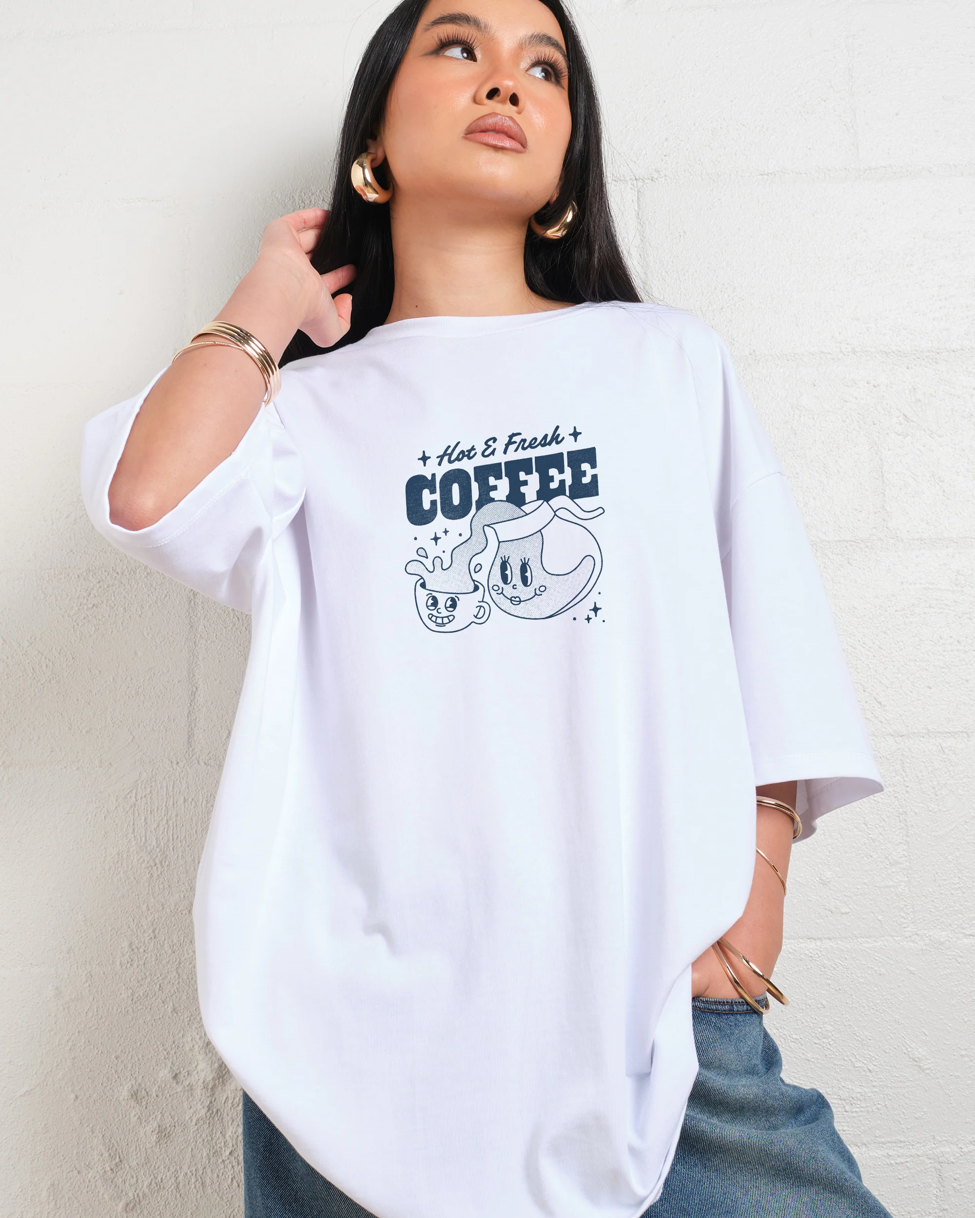 Hot & Fresh Coffee Oversized Tee