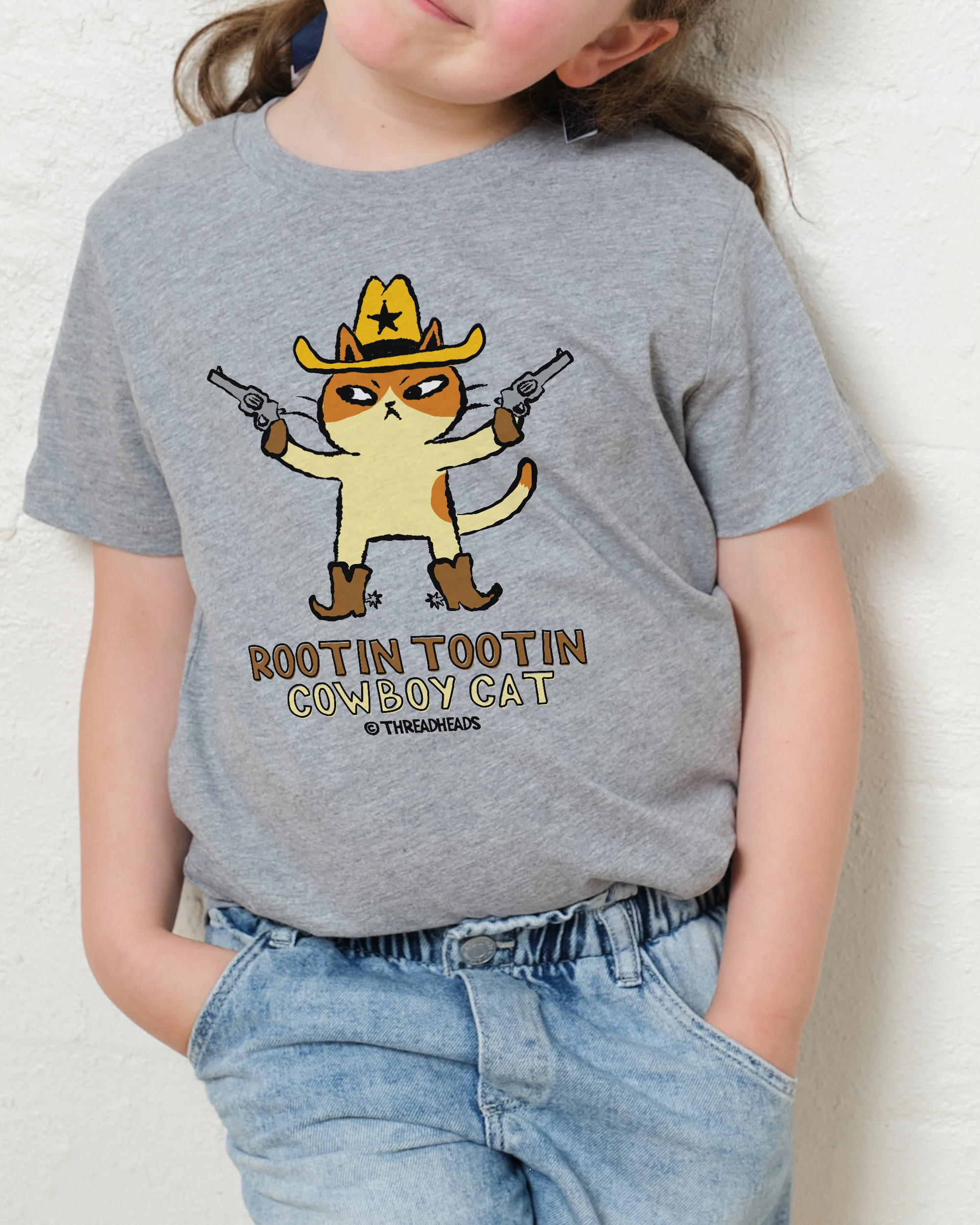 Rootin Tootin Cowboy Cat Kids T-Shirt