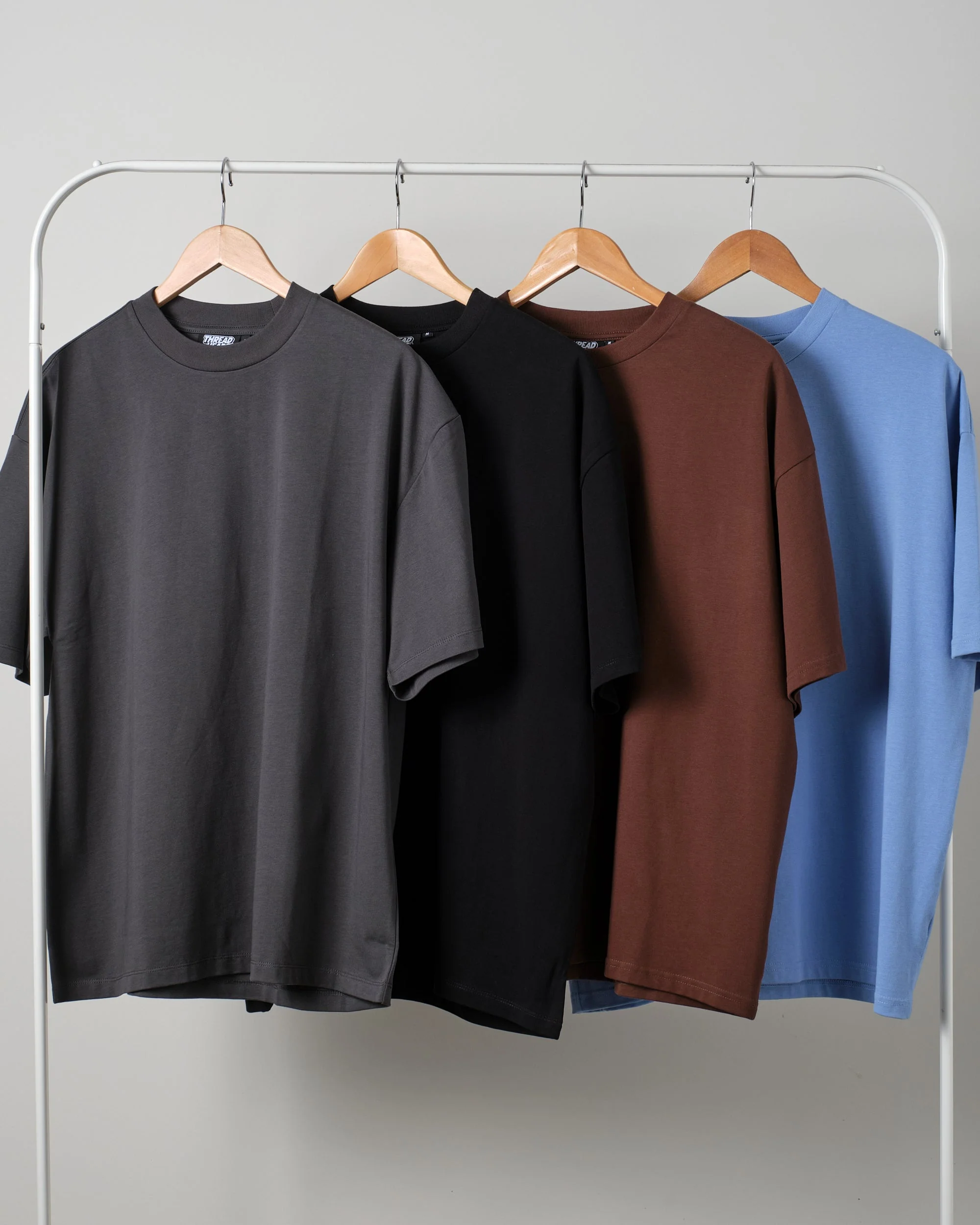 Oversized Tee 4 Pack: Charcoal, Black, Brown, Powder Blue