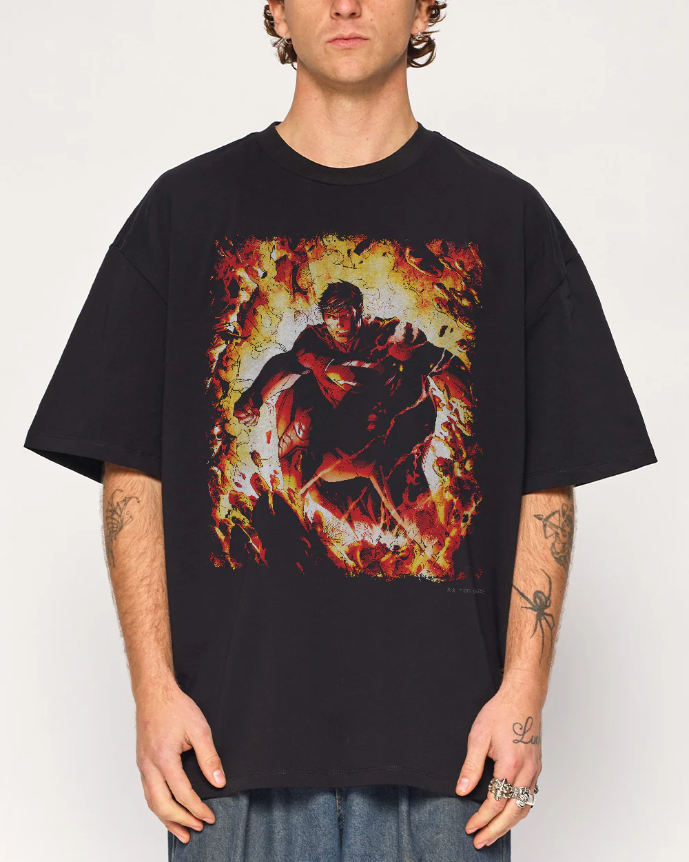 Superman Flaming Oversized Tee