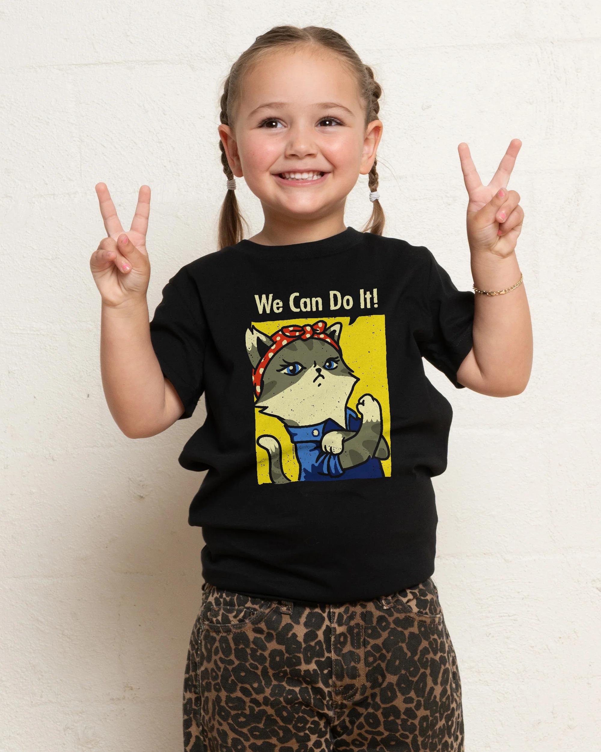 We Can Do It! Cat Edition Kids T-Shirt