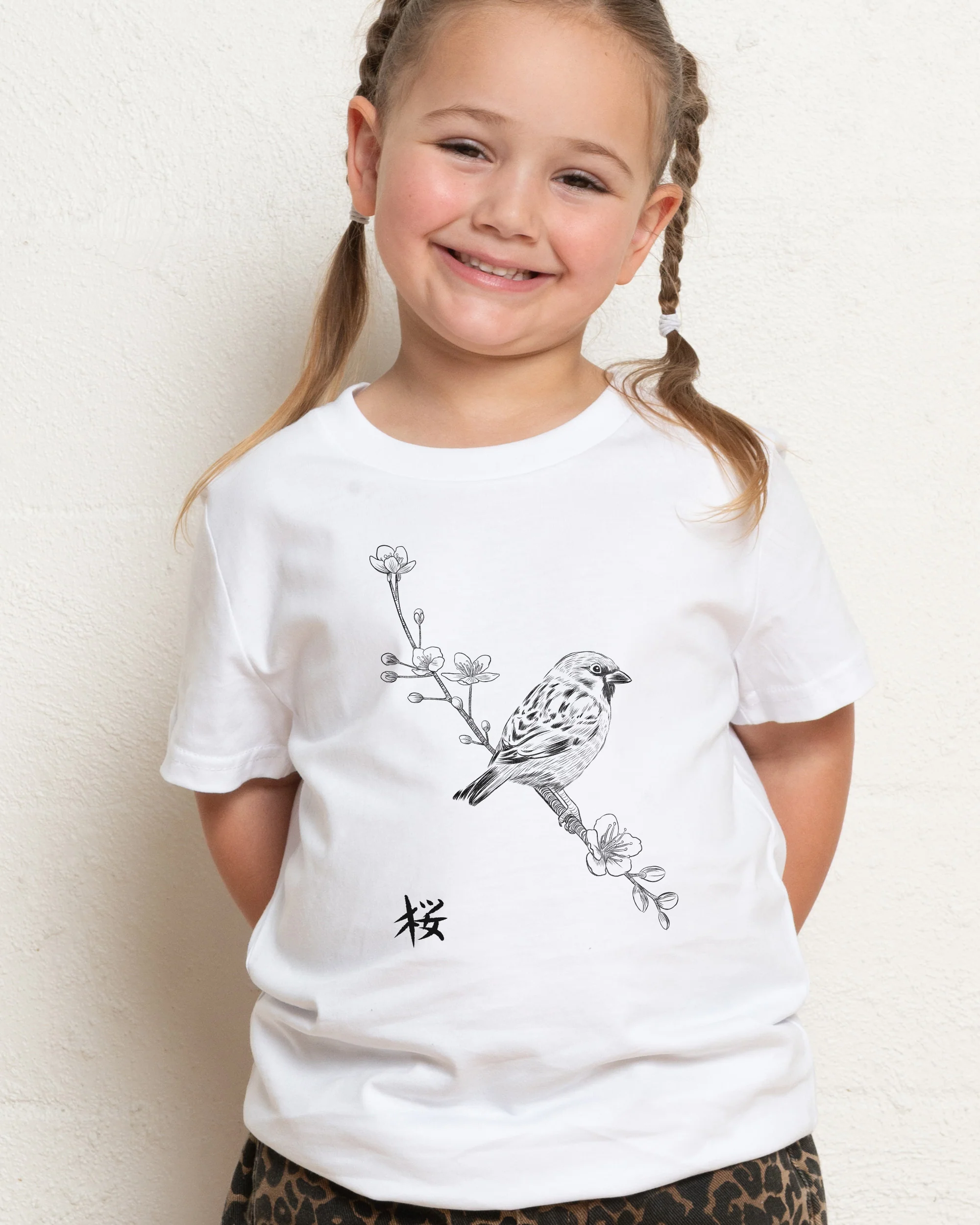 Sparrow on Cherry Kids T-Shirt