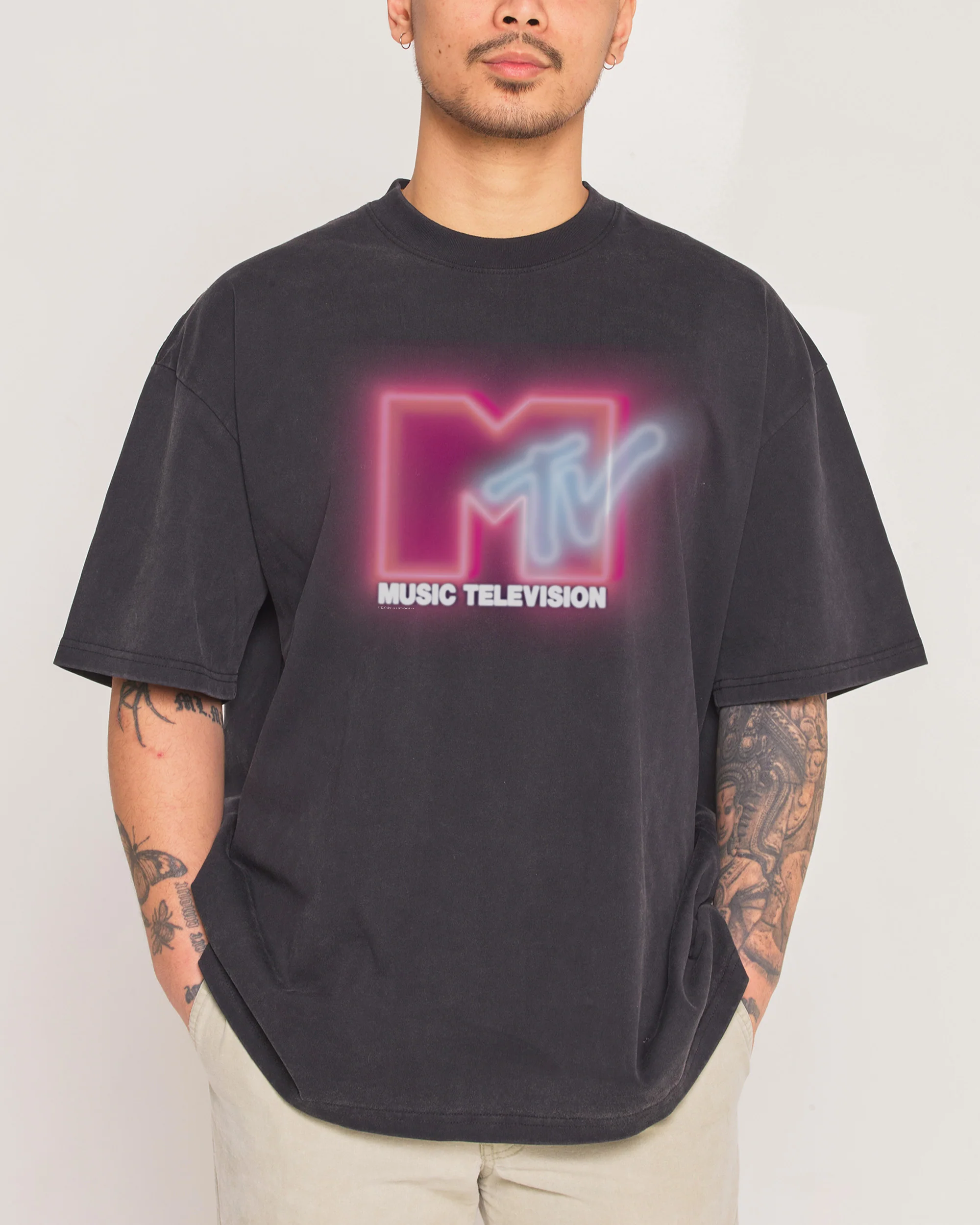 Neon MTV Logo Wash Tee
