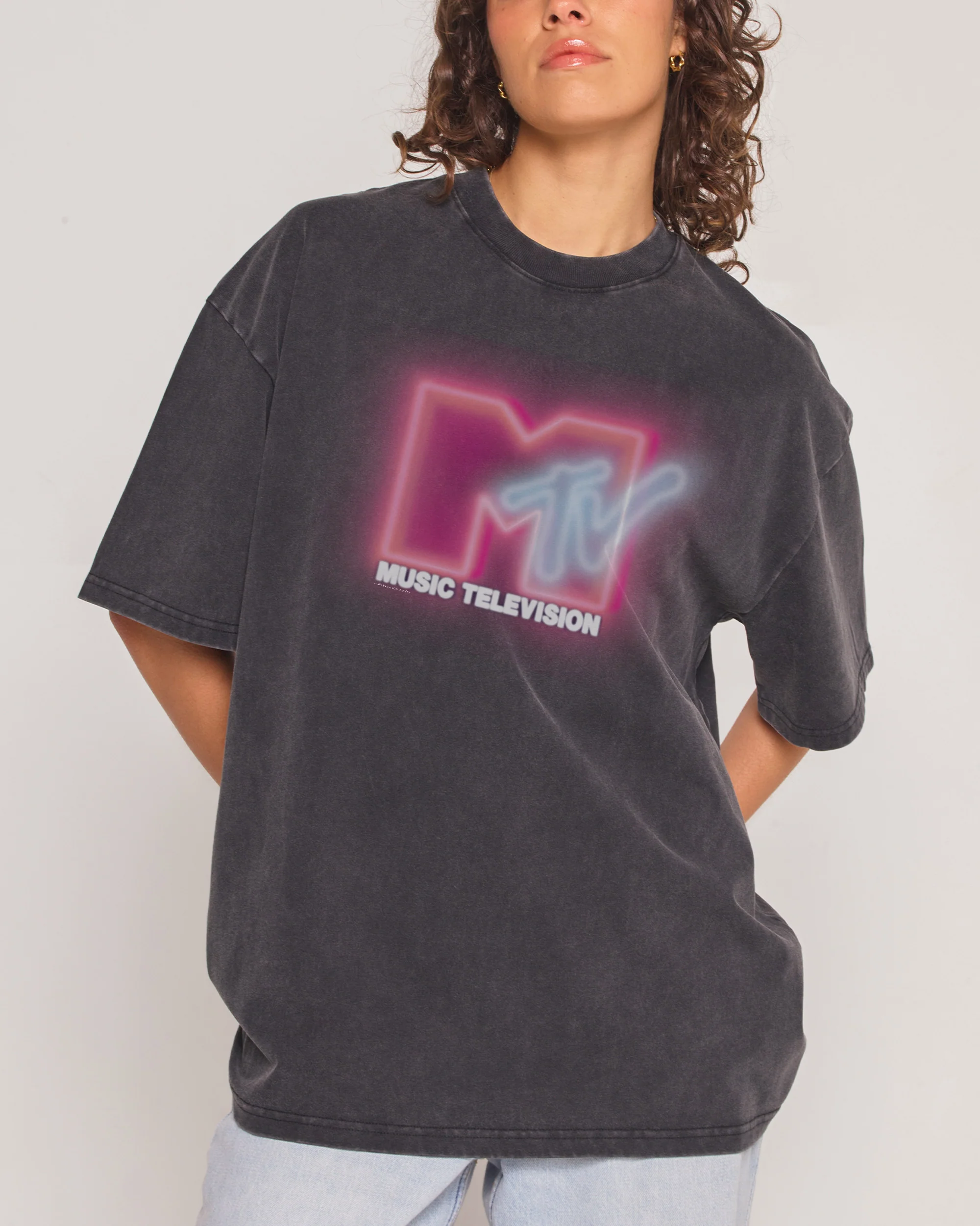 Neon MTV Logo Wash Tee