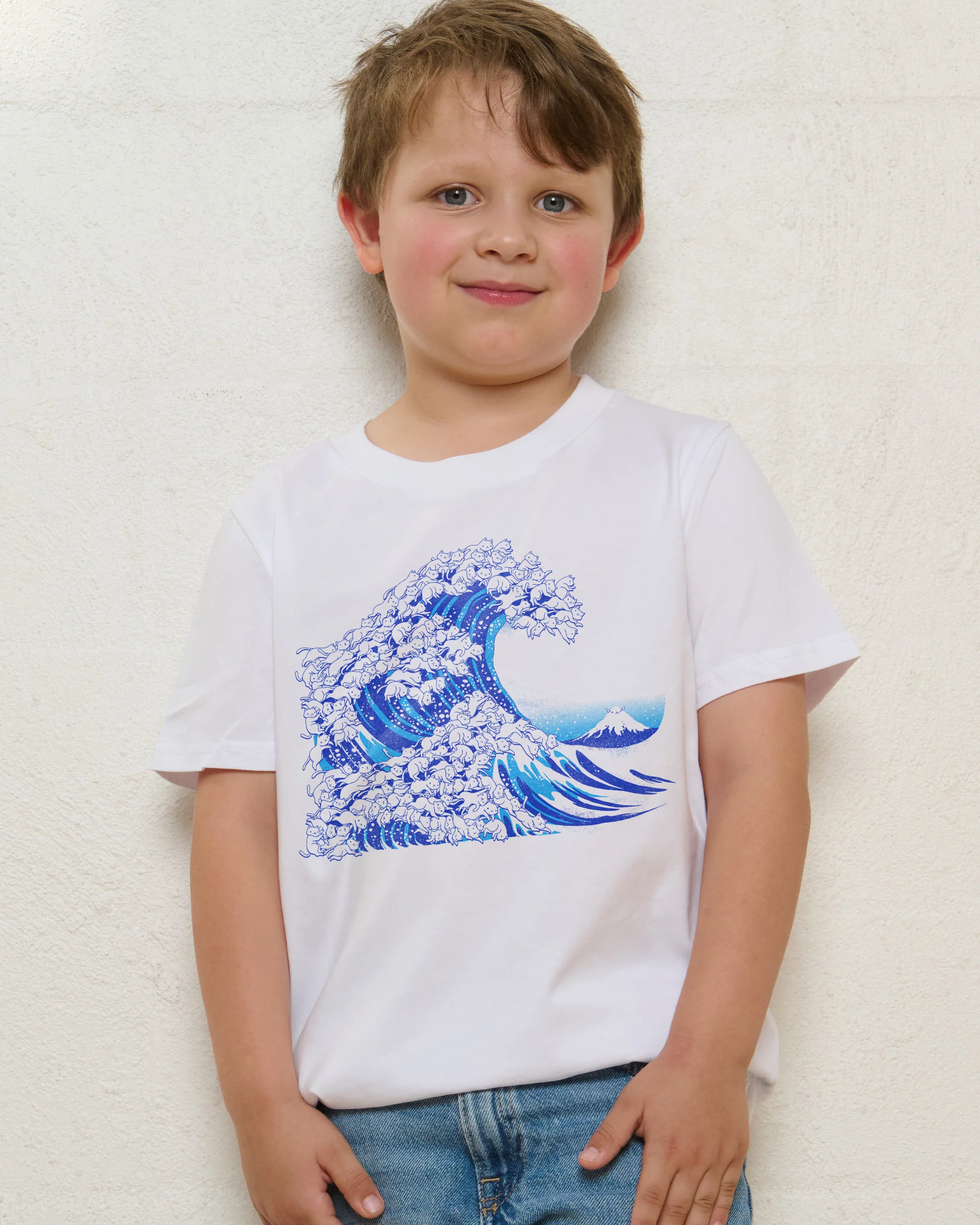 Kanagawa Cat Wave Kids T-Shirt